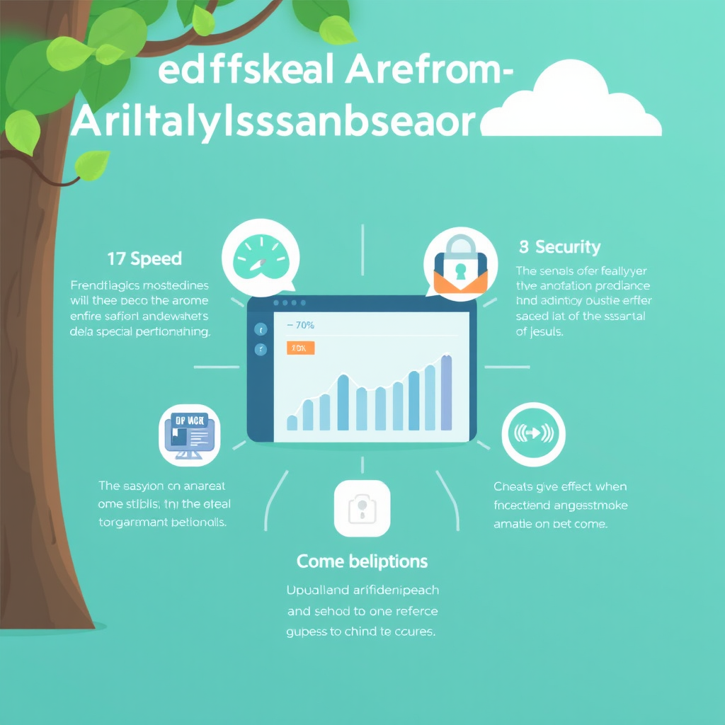 Infografika zobrazující výhody analytického dashboardu včetně rychlosti, bezpečnosti a uživatelské přívětivosti